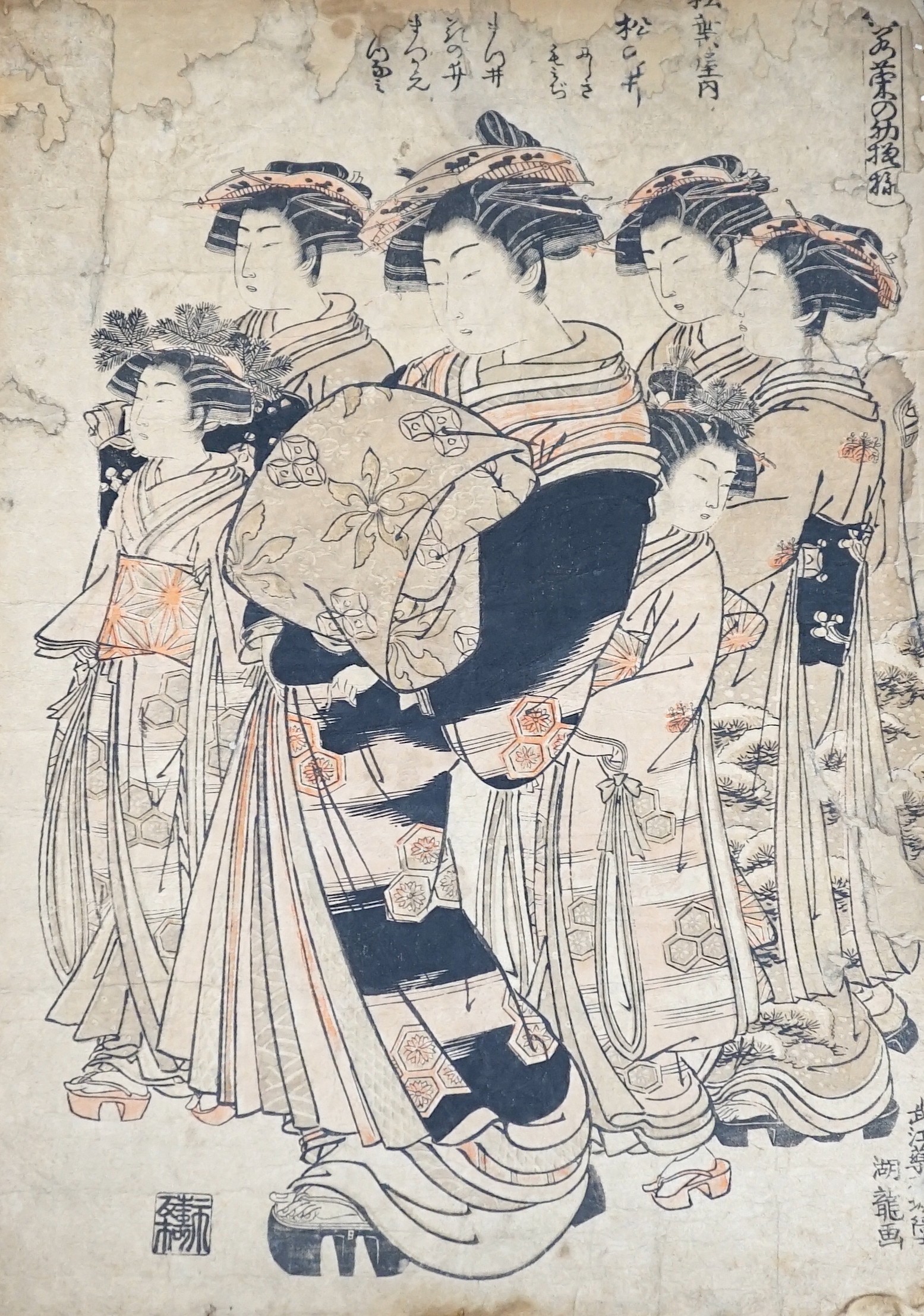 Japanese School, four assorted woodblock prints including Koryusai and Hiroshige, largest 39 x 25cm, four unframed